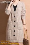 Lubintang Loose Knitwears Mid-lenght Cardigan Casual Knitted Elegant Sweaters Oversize Women's Gilet New Korean Fashion Jackets