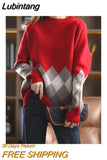 Lubintang Wool Sweater Round Neck Pullover Sweater Soft And Elegant Cashmere Sweater Basic Paragraph Large Size Knitwear Ladies