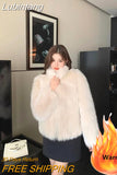 Lubintang Winter Faux Fox Fur Coats Thicken Warm Luxury Chaquetas Fashion Loose Soft Furry Jacket Vintage Elegant Short Pele Casaco