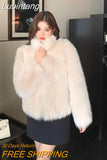 Lubintang Winter Faux Fox Fur Coats Thicken Warm Luxury Chaquetas Fashion Loose Soft Furry Jacket Vintage Elegant Short Pele Casaco