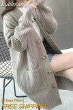 Lubintang Mid-length Knitted Cardigans Casual Long Sleeve Tops Korean Fashion Knitwears Gilet New Women Elegant Spring Sweaters