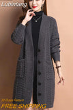 Lubintang Loose Knitwears Mid-lenght Cardigan Casual Knitted Elegant Sweaters Oversize Women's Gilet New Korean Fashion Jackets