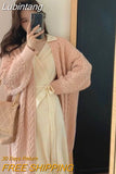 Lubintang 4xl Knitted Long Cardigan Thick Women Elegant Sweaters Korean Casual Loose Coats Streetwear Knitwear Warm Outerwears