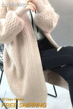 Lubintang Korean Knit Cardigan Elegant Sweaters Muticolor Soft Thick Coat Long Lantern Sleeve Top Solid Aesthetics Trendy Outerwear