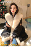 Lubintang Fox Fur Collar Cotton Padded Parkas Diamond Plaid Thicken Jackets Winter Loose Women Coats Korean Fashion Warm Chaquetas