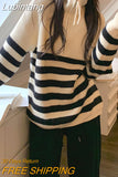 Lubintang Sweater 2023 Woman LOOSE Slim Zipper Half Turtleneck Stripe Thick Warm Lapel Harajuku Fashion Long Sleeve Knitted Sweater