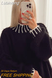 Lubintang Solid Patchwork Knit Sweater Women Fashion Loose Long Sleeves Pullover 2023 Autumn Office Ladies Commute Streetwear