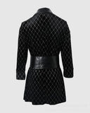 Lubintang Women Elegant Plaid Pattern Pu Leather Colorblock Glitter Blazer Dress Long Sleeve Blazers Dress Black Elegant Dresses for Women