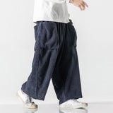 Lubintang Men Casual Baggy Corduroy Pants Couple Straight Wide-leg Trousers Japan Style Male Big Pockets Streetwear Oversized 5XL 120KG