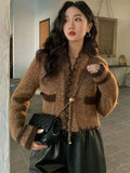 Lubintang Women Autumn Short Sweater Cardigan Knitting Jacket