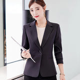 Lubintang Spring Summer New Fashion Thin Blazer Women Solid Korean Style CasualAll-Match Long Sleeve Red Jacket Women