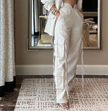 Lubintang Two Piece Sets Outfit Solid Color Long Blazer Coat Top Pants Two-Piece Set 2023 Autumn Spring New Fashion Casual