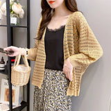 Lubintang Vacation Sunscreen Knitwear Korean Elegant Knit Hollow Out Cardigan Aesthetics Long Sleeve Tops Casual Loose Chic Sweater