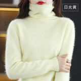 Lubintang Mink Cashmere Sweater Women's High Neck Pullover Long Sleeve 2023 Winter Knitted Top Warm High Quality Jumper Shirt S-XXXL