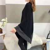 Lubintang Pullover Cloak Cape Bat Knitwear Diamond Inlaid Little Fragrant Sweater Irregular Coat Elegant Temperament Top