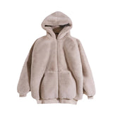 Lubintang Warm Loose Faux Furs Jackets Hooded Korean Winter Coats Imitate Rabbit Fur 2023 Overcoat Women Casual Furry Jaqueta New