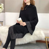 Lubintang Pullover Cloak Cape Bat Knitwear Diamond Inlaid Little Fragrant Sweater Irregular Coat Elegant Temperament Top