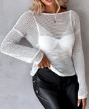 Lubintang Black Women Knit Sweater Oversize Autumn Winter 2023 Pearls Strap Backless Twisted Knit Sweater Long Sleeve O-Neck Tops