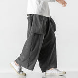 Lubintang Men Casual Baggy Corduroy Pants Couple Straight Wide-leg Trousers Japan Style Male Big Pockets Streetwear Oversized 5XL 120KG