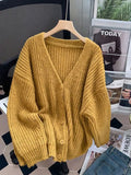 Lubintang V-neck Korean Knitted Cardigan Elegant New Coat Long Sleeve Sweet Knitwear Top Casual Women Spring Solid Sweater Jacket