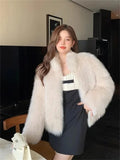 Lubintang Winter Faux Fox Fur Coats Thicken Warm Luxury Chaquetas Fashion Loose Soft Furry Jacket Vintage Elegant Short Pele Casaco