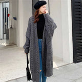 Lubintang 4xl Knitted Long Cardigan Thick Women Elegant Sweaters Korean Casual Loose Coats Streetwear Knitwear Warm Outerwears