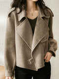 Lubintang Women Twill Woolen Jacket Short Coat