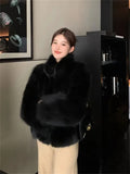 Lubintang Winter Faux Fox Fur Coats Thicken Warm Luxury Chaquetas Fashion Loose Soft Furry Jacket Vintage Elegant Short Pele Casaco