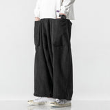 Lubintang Men Casual Baggy Corduroy Pants Couple Straight Wide-leg Trousers Japan Style Male Big Pockets Streetwear Oversized 5XL 120KG