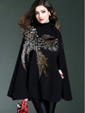 Lubintang Women Stylish Knitted Cloak Coat Cape Jacket  Loose Thick Bat-shaped Sweater Ponchos