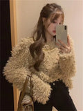 Lubintang Women Causal Short Loose Furry Sweater Knitting Fluffy Pullover