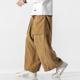 Lubintang Men Casual Baggy Corduroy Pants Couple Straight Wide-leg Trousers Japan Style Male Big Pockets Streetwear Oversized 5XL 120KG