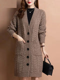 Lubintang Loose Knitwears Mid-lenght Cardigan Casual Knitted Elegant Sweaters Oversize Women's Gilet New Korean Fashion Jackets