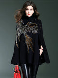 Lubintang Women Stylish Knitted Cloak Coat Cape Jacket  Loose Thick Bat-shaped Sweater Ponchos