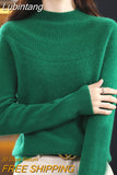 Lubintang Wool Cashmere Sweater Elegant Loose Set Head Women's Half High Neck Hollow Sweater Autumn And Winter New Warm Knitted