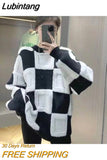 Lubintang Women Causal Loose Check Sweater Knitting Pullover