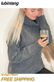 lubintang Winter casual cashmere oversize thick Sweater pullovers Women 2023 loose Turtleneck women's sweaters jumper