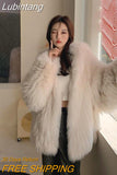 Lubintang Hooded High Quality Faux Fur Jackets Winter Warm Imitate Fox Furs Coats Women Furry Jaqueta Korean Luxury Overcoat New